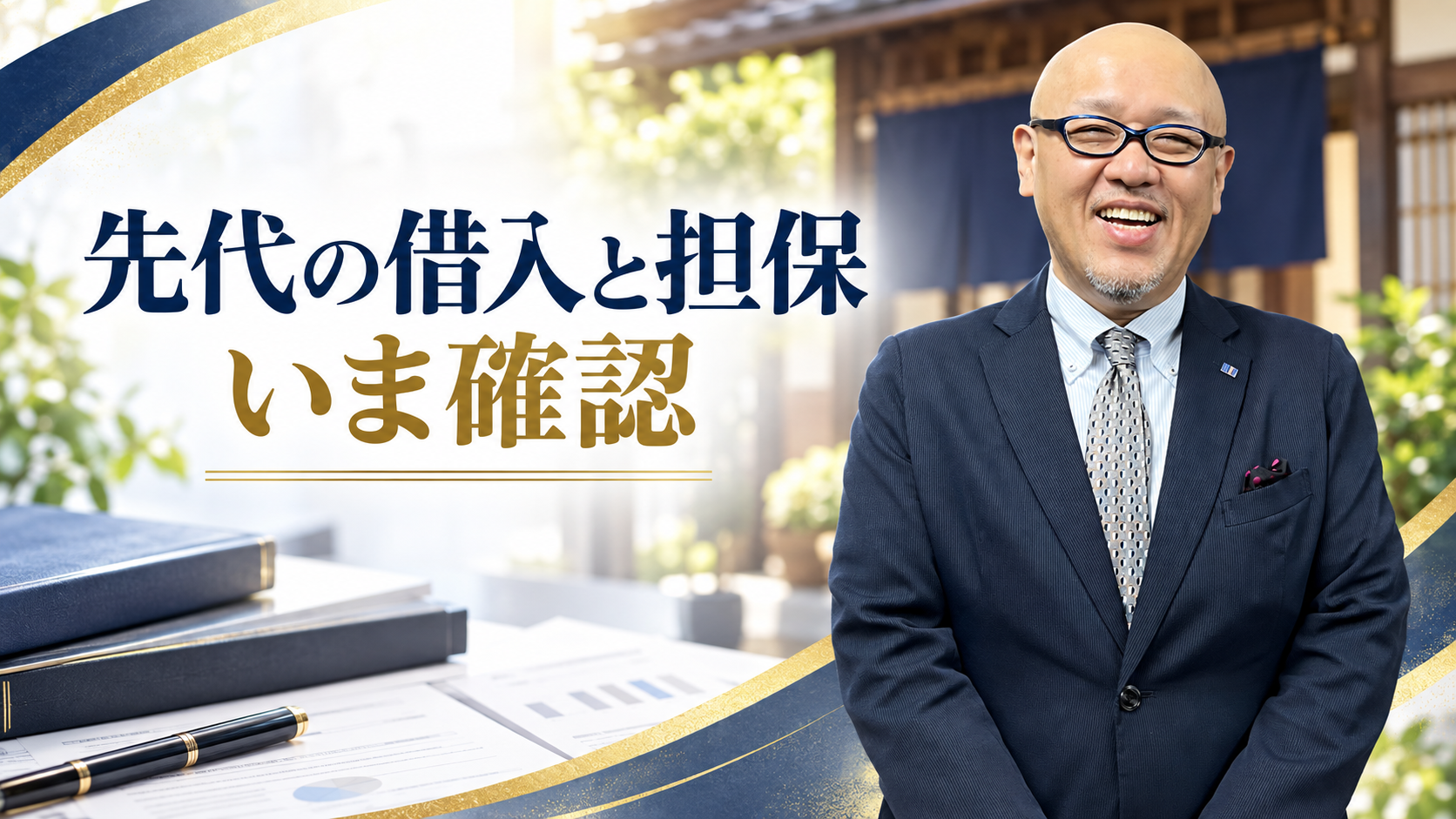 たちばなはじめと、先代の借入・担保を確認するイメージ
