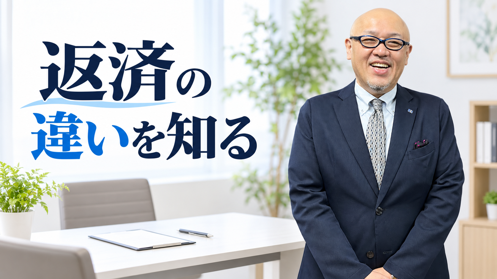 相談室を背景に立つたちばなはじめ