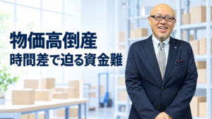 物価高倒産と資金繰りを伝えるたちばなはじめ