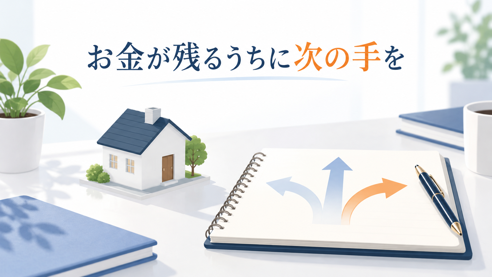 住宅模型と方針ノートで次の手を考えるイメージ
